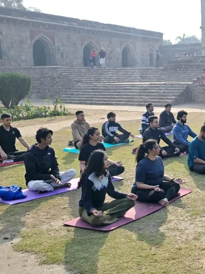 Another shot from our successful yoga session with the Delhi Run Collective. Join us every Sunday to start your day with wellness and community.