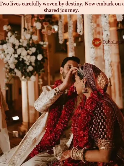 The groom applies sindoor to the bride's forehead, a profound moment that marks their union. We facilitate matches where such traditions are honored and cherished.