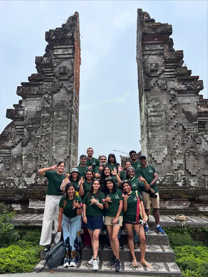 Our dive group at the famous Gates of Heaven in Bali. Our trips are not just about diving, but also about exploring the culture and beauty of the destination.