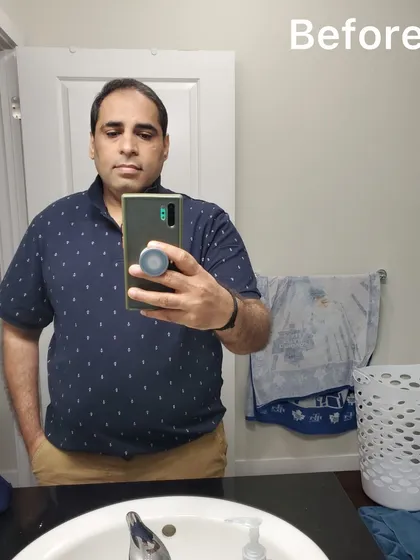This was the starting point for my client Ravi. We began with a clear goal for natural fat loss and muscle maintenance.