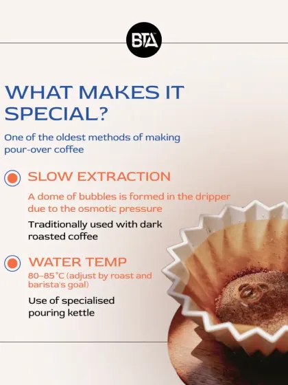 This infographic explains what makes the Osmotic Flow method special. It's one of the oldest pour-over methods, relying on slow extraction and lower water temperatures.
