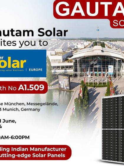We invite you to join us at Intersolar Europe 2024 in Munich, Germany. Visit Booth No. A1.509 to connect with a leading Indian manufacturer of cutting-edge solar panels.