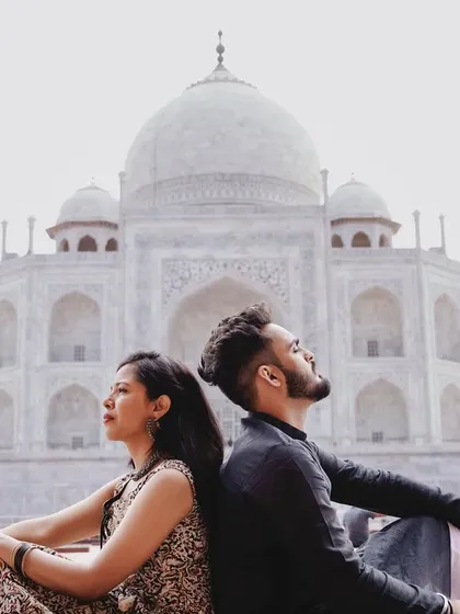 A pre-wedding shoot at a landmark like the Taj Mahal is more than just a photo session, it's a statement. I help couples create iconic, powerful images that celebrate their love against timeless backdrops.