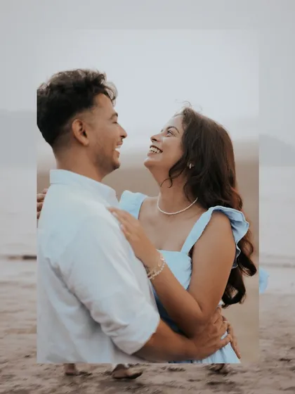 A duplicate of image 1, this photo perfectly captures the joy and laughter that make a pre-wedding shoot so special.
