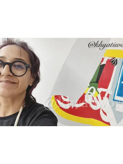 A quick selfie break while working on a large-scale office mural. I love being on-site and bringing my art directly to the space it will inhabit.