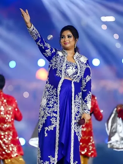 Renowned singer Shreya Ghoshal captivates the audience during the mid-innings ceremony at the ICC Women's World Cup. We managed the stage, lighting, and show flow for this headline performance.