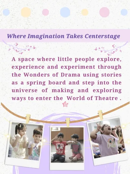 Where imagination takes centerstage. This collage shows moments from our creative drama sessions, where little people explore the wonders of theatre.