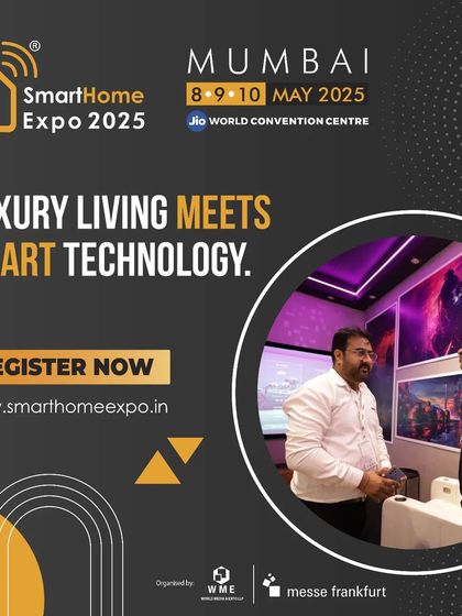 This graphic captures the essence of the expo, where "Luxury Living Meets Smart Technology."