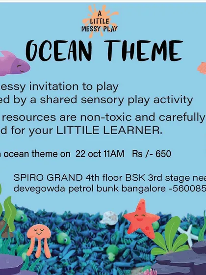 I host themed pop-up events around Bangalore. This was for our Ocean Theme, where I invited little learners to come get messy and explore with carefully planned, non-toxic resources.