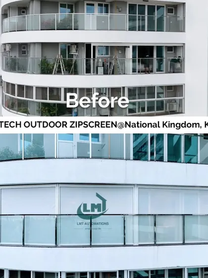 This before-and-after view of a Kochi apartment shows the dramatic transformation our Alutech Zipscreen provides. We turned an exposed, unusable balcony into a clean, private, and weather-protected outdoor room.