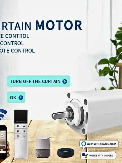 Our curtain motor offers multiple control options to fit your lifestyle. Use voice commands with your smart speaker, manage them from anywhere with the mobile app, or use the included physical remote control for quick access.