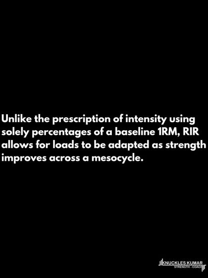 I use Repetitions in Reserve (RIR) to autoregulate training intensity. This subjective measure accounts for daily fluctuations in strength due to sleep, nutrition, and stress, allowing for smarter load management than relying solely on fixed percentages of a one-rep max.