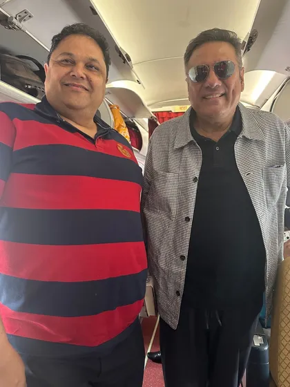 A smiling photograph with Shri Boman Irani. These interactions, even while traveling for legal cases, add a memorable dimension to my professional journeys.