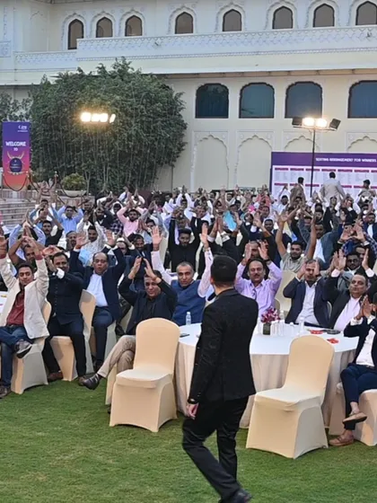Engaging with the audience is what I do best. Here I am, interacting with the fantastic crowd at the Capri Loans Annual Meet in Jaipur, making sure everyone feels involved and the energy is high.
