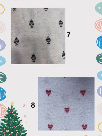More festive fabric choices for your custom Christmas outfits. I offer a variety of prints, from playful spades to sweet hearts, to create something truly unique.