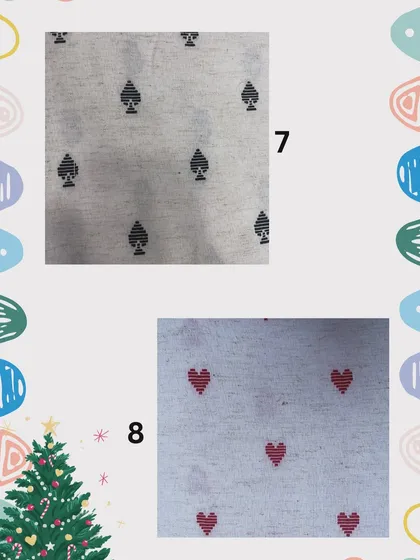 More print options for your custom holiday outfits. These simple yet festive heart and spade patterns are perfect for creating matching family pajama sets or a unique outfit for a Christmas party.
