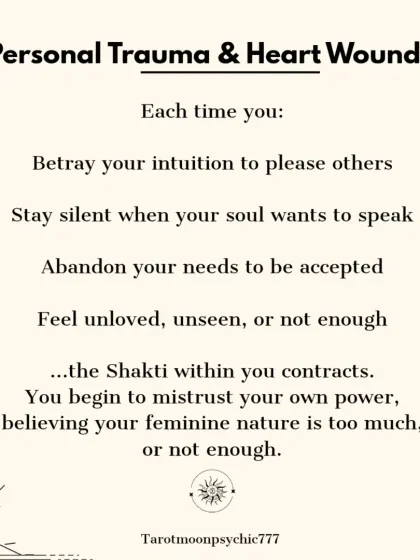 Each time you betray your intuition, stay silent when your soul wants to speak, or abandon your needs to be accepted, the Shakti within you contracts. This is how we develop personal trauma and heart wounds.