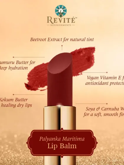 My Palyanka Maritima Lip Balm is a powerhouse of natural ingredients. It uses beetroot extract for a natural tint, Murumuru and Kokum butter for deep hydration, and vegan Vitamin E for antioxidant protection.