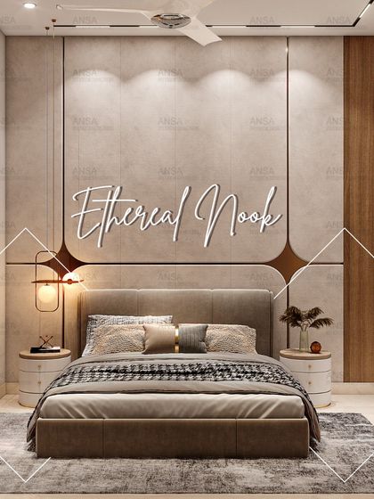 An ethereal nook. This bedroom design uses a combination of textured wall panels and warm wood to create a cozy and modern feel. The simple, clean lines of the furniture enhance the sense of tranquility.