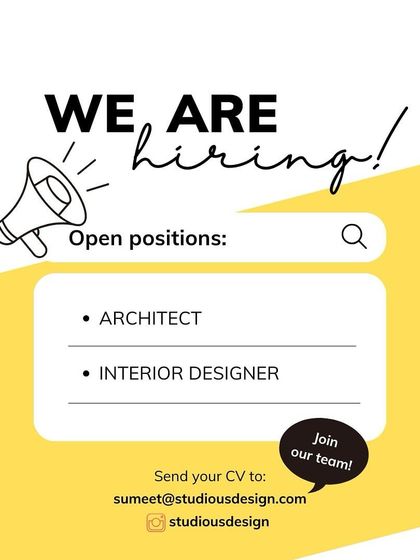 A simple and direct ad from Studious Design in New Delhi, with open positions for an Architect and an Interior Designer.