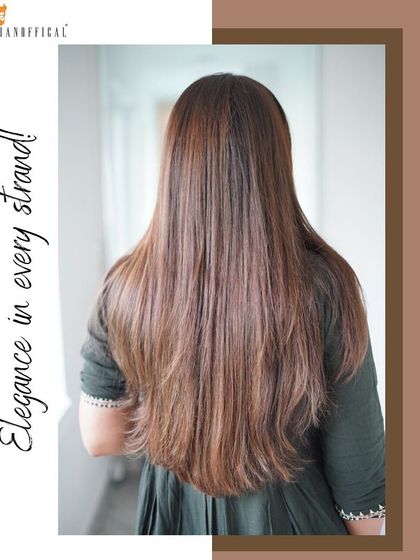 Earthy elegance. This stunning, nature-inspired brown shade was achieved with direct color and no bleach, keeping the hair incredibly healthy and shiny.