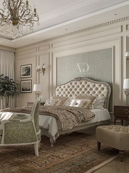 Another angle of the Delhi villa bedroom, focusing on the comfortable armchair and ottoman. The design uses a soft, neutral color palette to create a restful and sophisticated atmosphere.