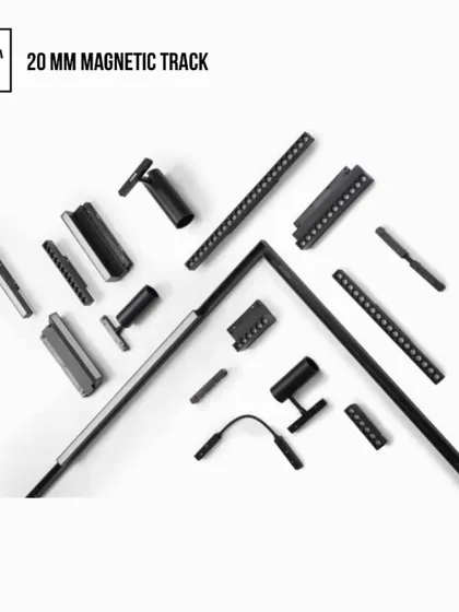 An overview of the components available for our 20mm Magnetic Track system. This cost-effective, surface-mounted track is super slim and allows for free-form installation with a variety of modules to suit any need.