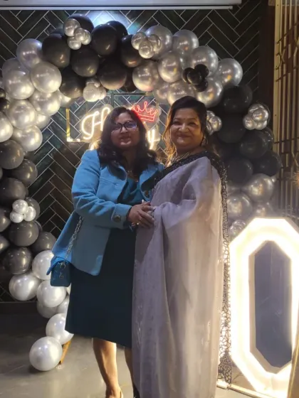 A chic black and silver themed birthday party. I love creating stylish balloon arches and photo booths that match the client's desired aesthetic, complete with custom lighting for that perfect picture.