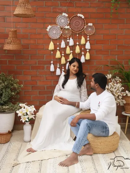 Another beautiful shot of the couple interacting in the relaxed setting of the cozy corner. The natural light and textures make the photo warm and inviting.