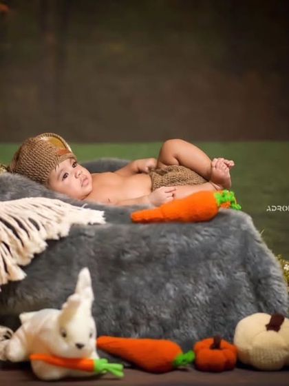 A different setup from the same baby photoshoot, showing the versatility of the props.