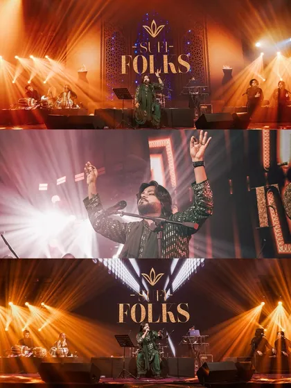A collage capturing the scale and spirit of a grand performance. From the full band on a professionally lit stage to me lost in the music, this shows the complete, high-impact experience I deliver for large corporate events and wedding receptions.
