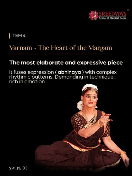 The Margam, Item 4: Varnam. This is the heart of the Margam, the most elaborate piece, fusing complex rhythms with rich emotion.
