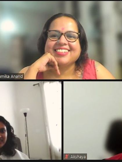 Our Cuckoos in session. An engaged group of writers participating in their online workshop, sharing ideas and feedback.