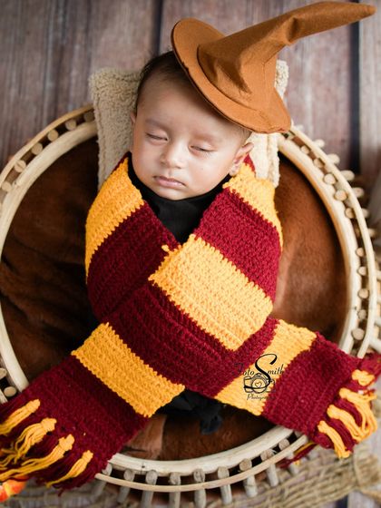 The sorting hat has made its choice. This is another take on the Harry Potter theme, focusing on the iconic hat and Gryffindor scarf.