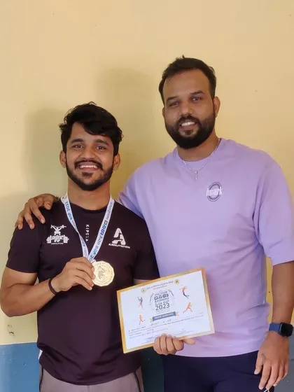 Celebrating a gold medal performance from one of our dedicated weightlifters at the Dasara CM Cup.