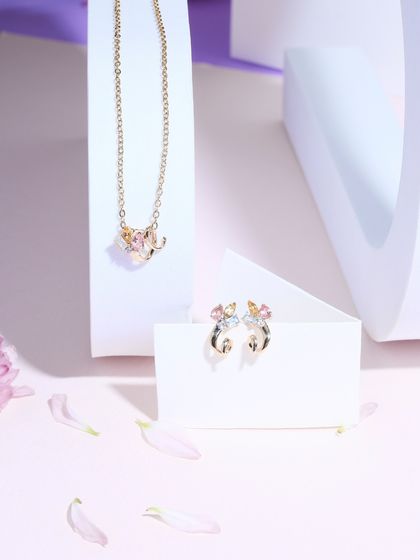 The Tri-Gemstone Set, including the necklace and matching earrings. It's a symphony of color, luxury, and timeless elegance.