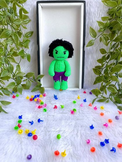 The Incredible Hulk! This small but mighty superhero doll captures his angry expression and classic purple shorts. A great birthday gift for a little Avengers fan.