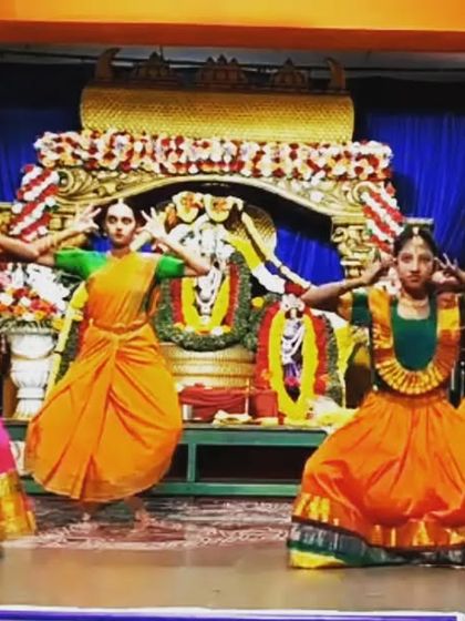 Our students presenting a piece on Lord Krishna during the Kanaka Purandara festival, showcasing their training in both 'nritta' (pure dance) and 'abhinaya' (expression).