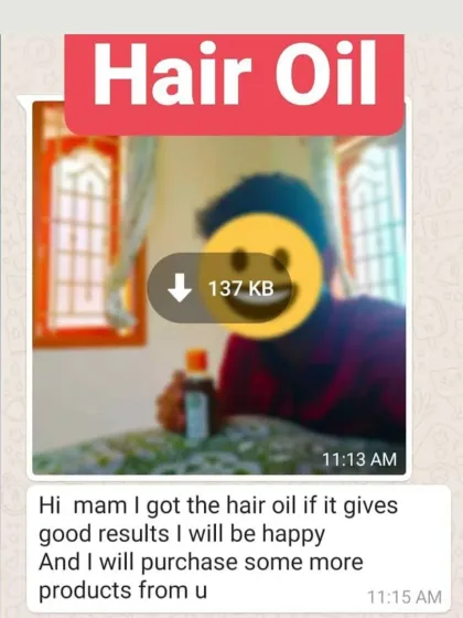 This is a common message I get. Customers receive the hair oil and are excited to see good results. I am always confident they will come back for more products.