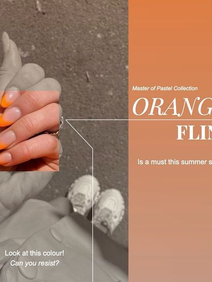 A fun and fresh take on the French manicure. This design features a bright, neon orange tip that’s perfect for the summer season. It’s a simple way to add a pop of color and energy to your look.