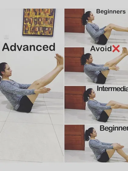 Building a strong core is central to my teaching. This is Boat Pose (Navasana), and as you can see, there are options for every level. We start where you are and build strength together, whether you're a complete beginner or looking to advance your practice.