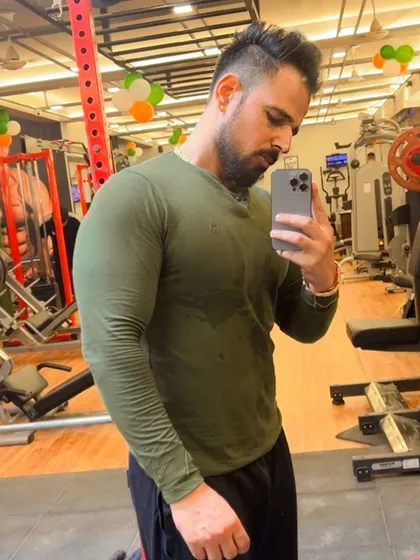 Consistency is the key. A simple selfie after a workout, but it represents the daily effort required.