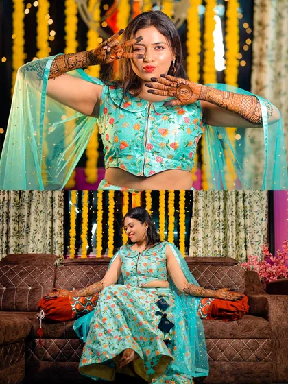 Fun and playful portraits of the bride during her Mehendi ceremony. I capture her personality as she shows off her beautiful henna designs.