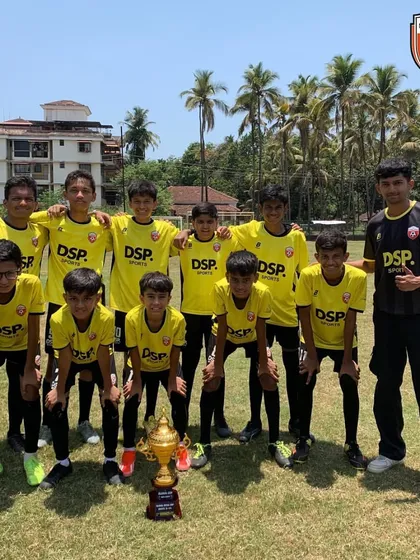 The future is bright. Our victorious U14 team with their trophy at the Goa Global Cup.