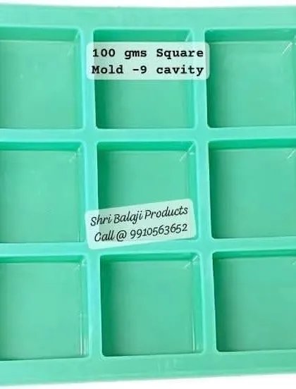 The 9-cavity square mold is a customer favorite. It produces perfectly shaped 100-gram bars that are easy to stamp, wrap, and sell.