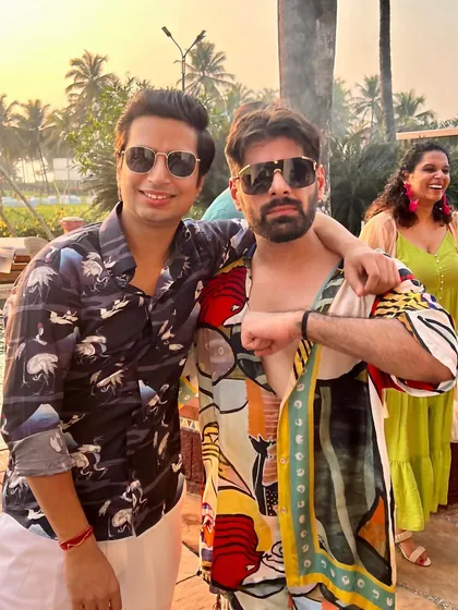 A candid moment at a Goa pool party. The best part of destination weddings is the people and the exuberant atmosphere they create.