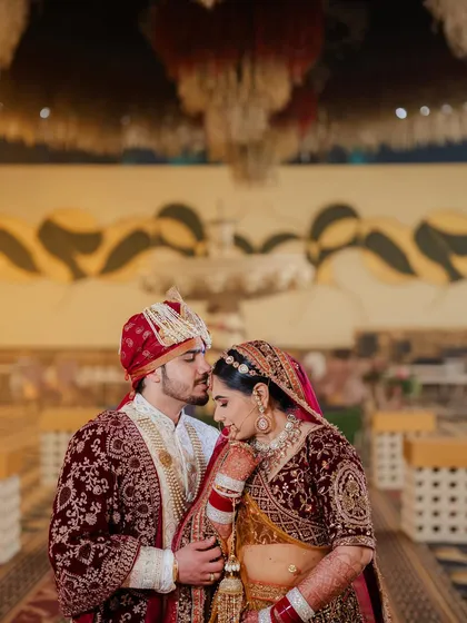 A beautiful wedding portrait of my bride Riiya and her husband. Her makeup is soft and romantic, perfect for these cherished photos.