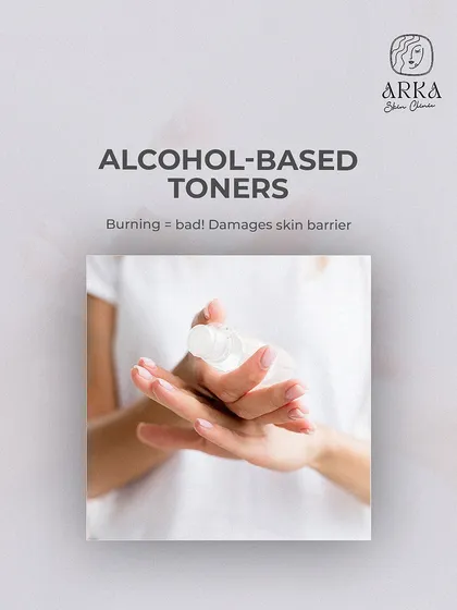 Many toners contain alcohol, which can feel refreshing but is actually very damaging. Alcohol-based toners strip your skin of its natural oils and damage the protective skin barrier.