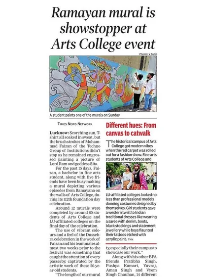 I was so proud when our Ramayan mural was featured as a showstopper in the local newspaper. This kind of recognition for our hard work is always a huge motivation and a testament to the passion my team and I put into every project.