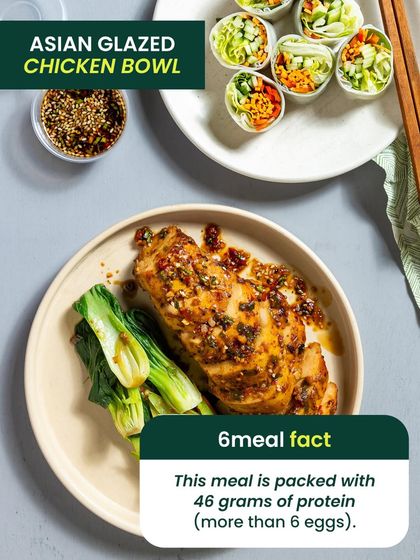 This Asian Glazed Chicken Bowl is a perfect example of how we pack our meals with protein and flavor. With 46 grams of protein, it's a post-workout favorite that helps build muscle and keeps you full.